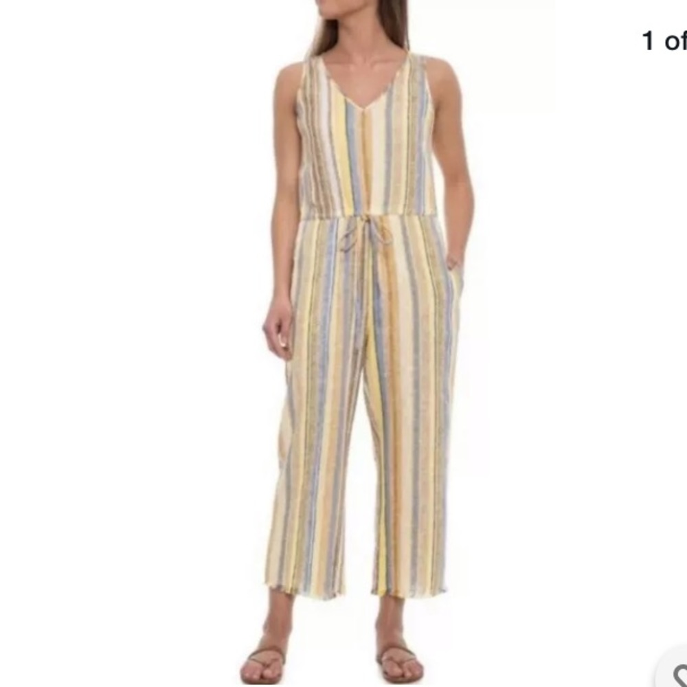 NWT DREW “Brown Combo” Striped Jumpsuit w/Pockets